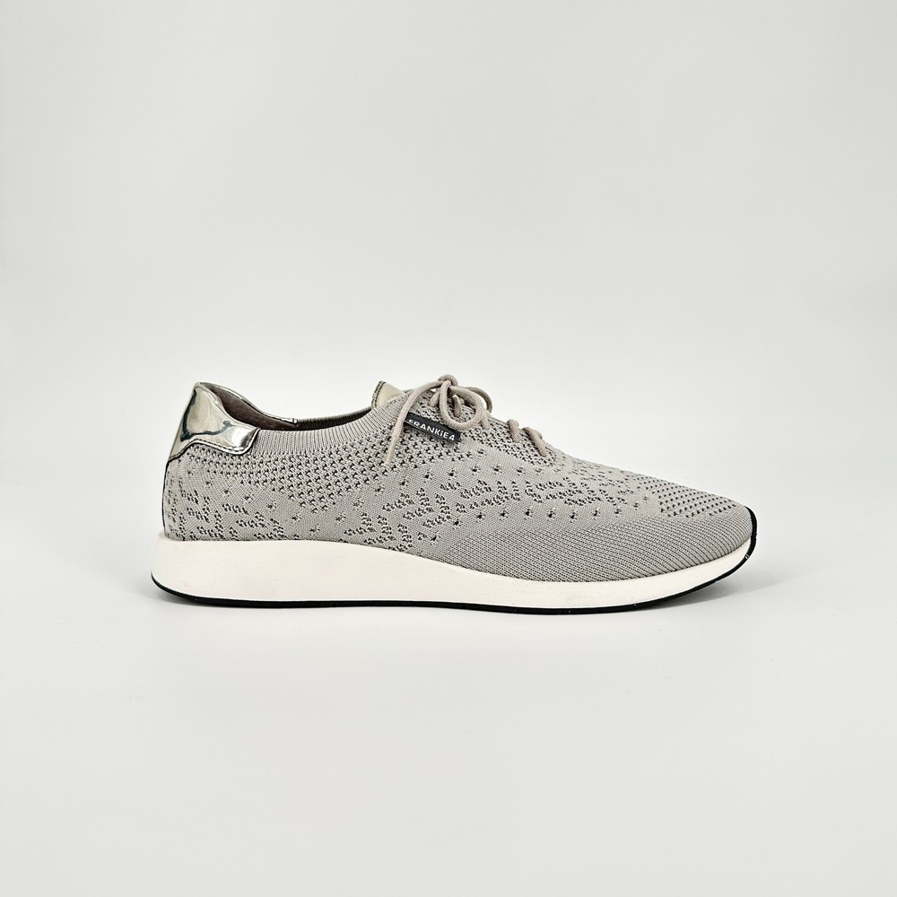 FRANKIE4 Dimity Grey Knit Lace Up Sneakers Silver Metallic Womens 9.5